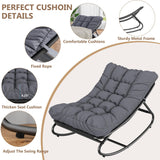 Outdoor Papasan Rocking Chair with Removable Cushion, 450 Lbs Capacity, Adjust The Swing Range & Rust-Resistant Metal Frame for Patio, Garden, Poolside - Oversized Comfort Egg Chair Design, Gray Hipicute