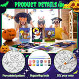 Blosssound 10 Set Halloween Pre Printed Canvas Pre Drawn Canvas Painting with Easel Kits 5" x 7" Outline Painting Panels for Beginners, DIY Craft Project, Party Favor, Home Decors Blosssound