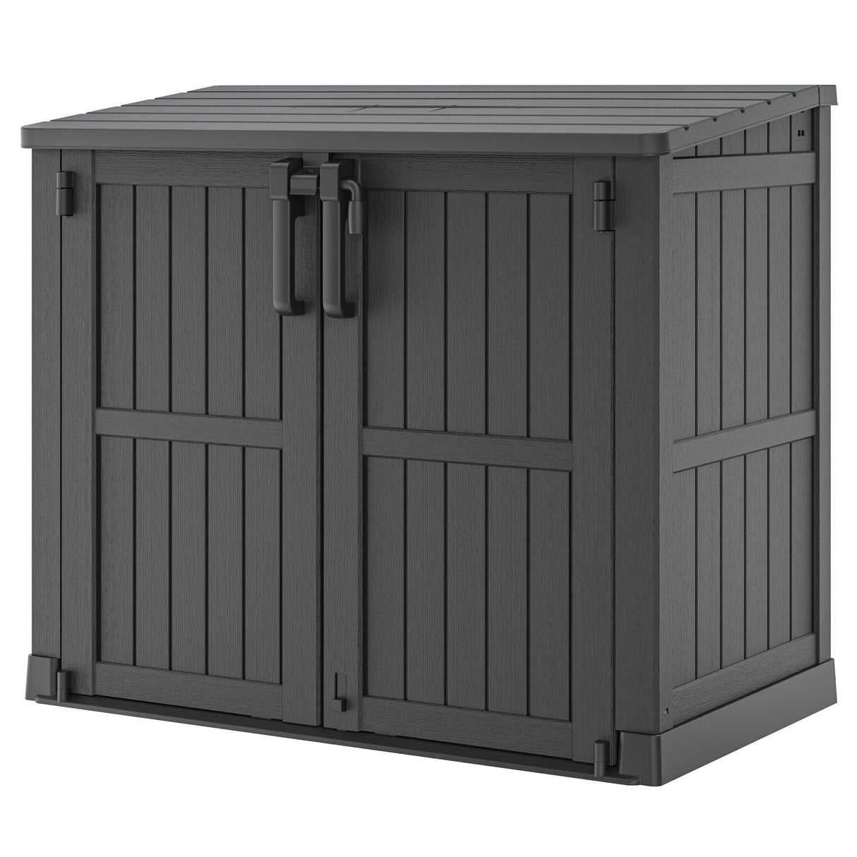 Horizontal Outdoor Storage Shed 36 Cu Ft - Resin Lockable Weatherproof Storage Cabinet/Box for Patio,Garden,Backyard,Outside-Black WTFGO
