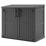 Horizontal Outdoor Storage Shed 36 Cu Ft - Resin Lockable Weatherproof Storage Cabinet/Box for Patio,Garden,Backyard,Outside-Black WTFGO