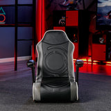 X Rocker Emerald RGB LED Youth Floor Rocking Video Gaming Chair with Headrest Speakers, Armrests, Foldable, Vegan Leather, 200 lbs Max, Amazon Exclusive, Black X Rocker