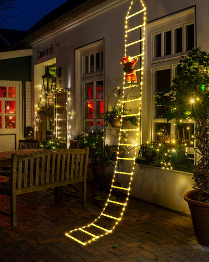 Toodour LED Christmas Lights - 10ft Christmas Decorative Ladder Lights with Santa Claus, Christmas Decorations Lights for Indoor Outdoor, Window, Garden, Home, Wall, Xmas Tree Decor (Warm White)