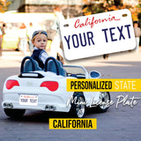 Personalized California Mini License Plate | Choose from All 50 States | Bike License Plate | 7 x 4 inch | Custom License Plate for Kids Toy Car and Wagons | Golf Cart Accessories | Motorcycle Printlabz