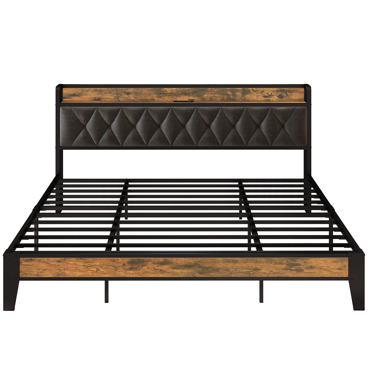 ANCOTOR King Size Bed Frame with Storage Headboard & Outlets – Sturdy, Noise-Free Design, Easy Assembly - WoodArtSupply