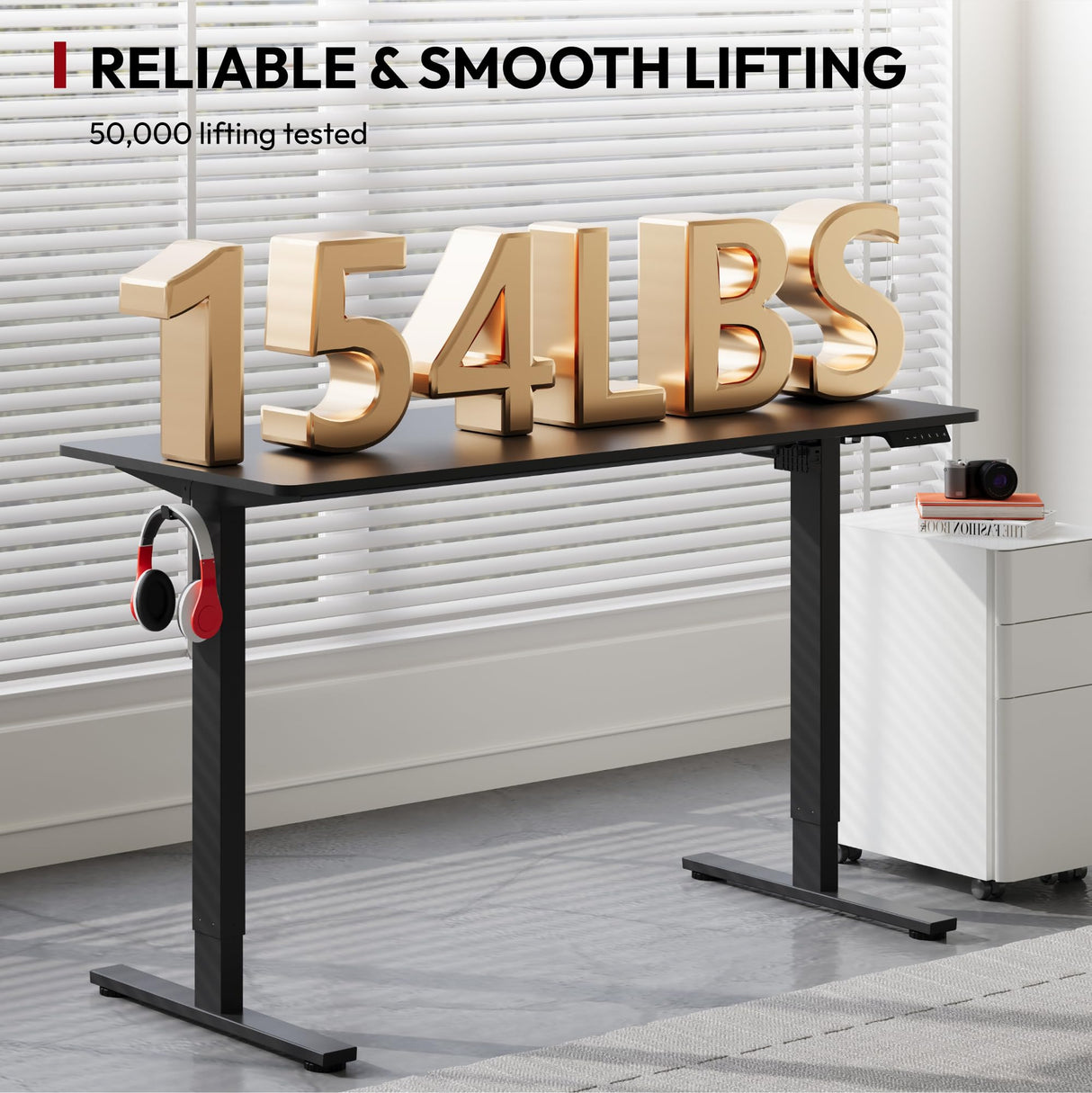 SANODESK Standing Desk Height Adjustable Electric Stand up Desk 63x24 Inches Sit Stand Home Office Desk with Splice Board, Black Frame/Black Top SANODESK