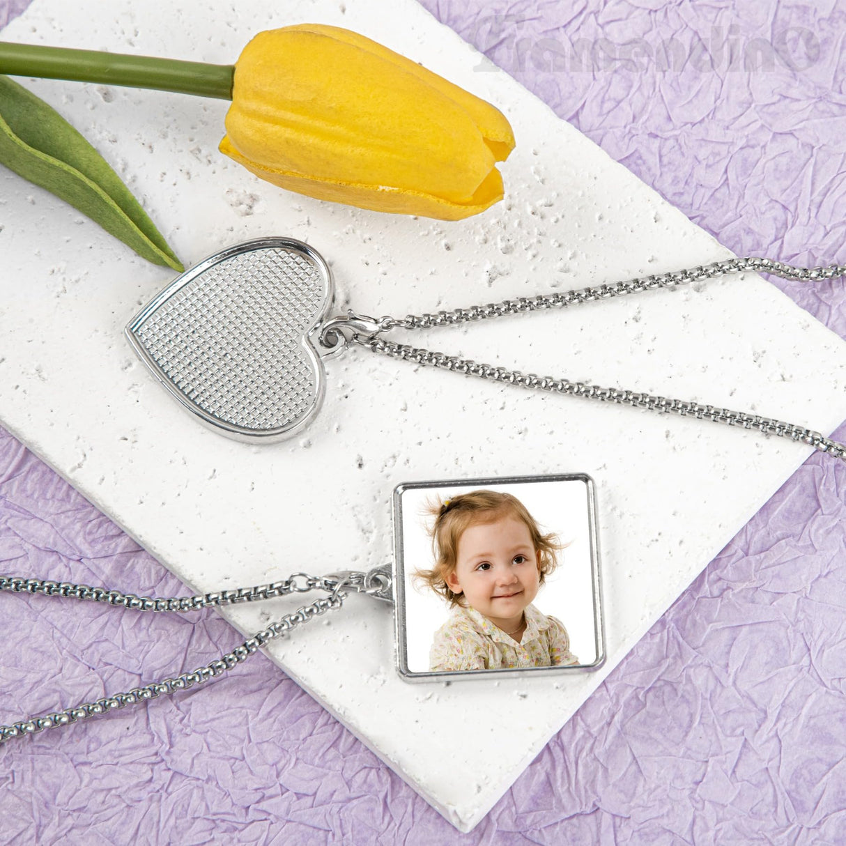 Framendino, 5 Pack Sublimation Blank Necklace Heat Transfer Bezels Pendant Necklace with 5 Sublimation Blank Sheets for Jewelry Making Framendino