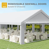 DWVO 40x20FT Heavy Duty Party Tent Outdoor Large Wedding Event Shelters Upgraded Galvanized Canopy with White Roof Removable Sidewalls, White DWVO