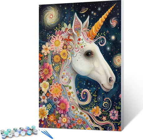 Paint by Number for Adults, Unicorn Adults Paint by Numbers Kits On Canvas, DIY Colors Painting by Numbers for Beginners Oil Painting Acrylic Paints for Home Wall Decor 12x16 Inch (Without Framed) Peepezo