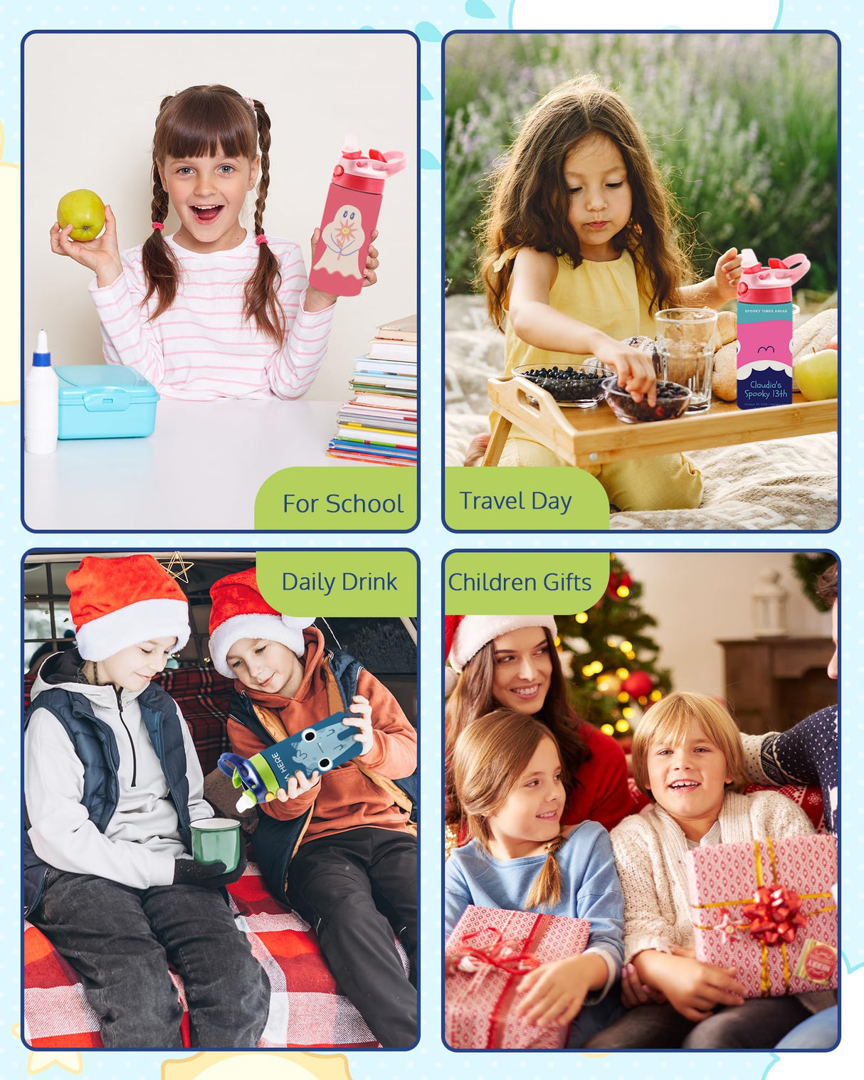 OFFNOVA 12oz Kids Sublimation Tumbler, 8 Pack Kids Sublimation Tumbler Blank with One-click Pop-up Straw and Handle for Heat Transfer, Children Sublimation Cups for Milk, Soda, Juice, Drinks OFFNOVA