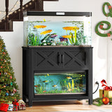 DWVO Heavy Duty Metal Aquarium Stand with Power Outlets, Cabinet for Fish Tank Accessories Storage - Suitable for 40-50 Gallon Fish Tank Stand, Turtle Tank, Reptile Terrarium, 660LBS Capacity, Black DWVO