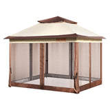 VEVOR Pop up Gazebo for 8-10 Person, with Mosquito Netting, Metal Frame, and PU Coated 250D Oxford Cloth, Outdoor Canopy Shelter for Patio, Backyard, Lawn, Garden, Deck, 11 x 11 FT, Brown VEVOR