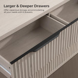 SICOTAS Dresser for Bedroom 53.5" Wide 6 Drawer Dressers & Chests of Drawers for Closet Long Large Modern TV Stand Set for Clothes Storage Fluted Clothes Closet for Hallway Entryway, White Alder SICOTAS