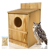 BKISVWCSop Owl House,Wooden Owl Box,Owl Houses for Outdoors, Suitable for Screech Owl Nesting Box and Kestrels, Easy Assembly with Circular Opening, Includes Mounting Screws and Wood Shavings BKISVWCSop