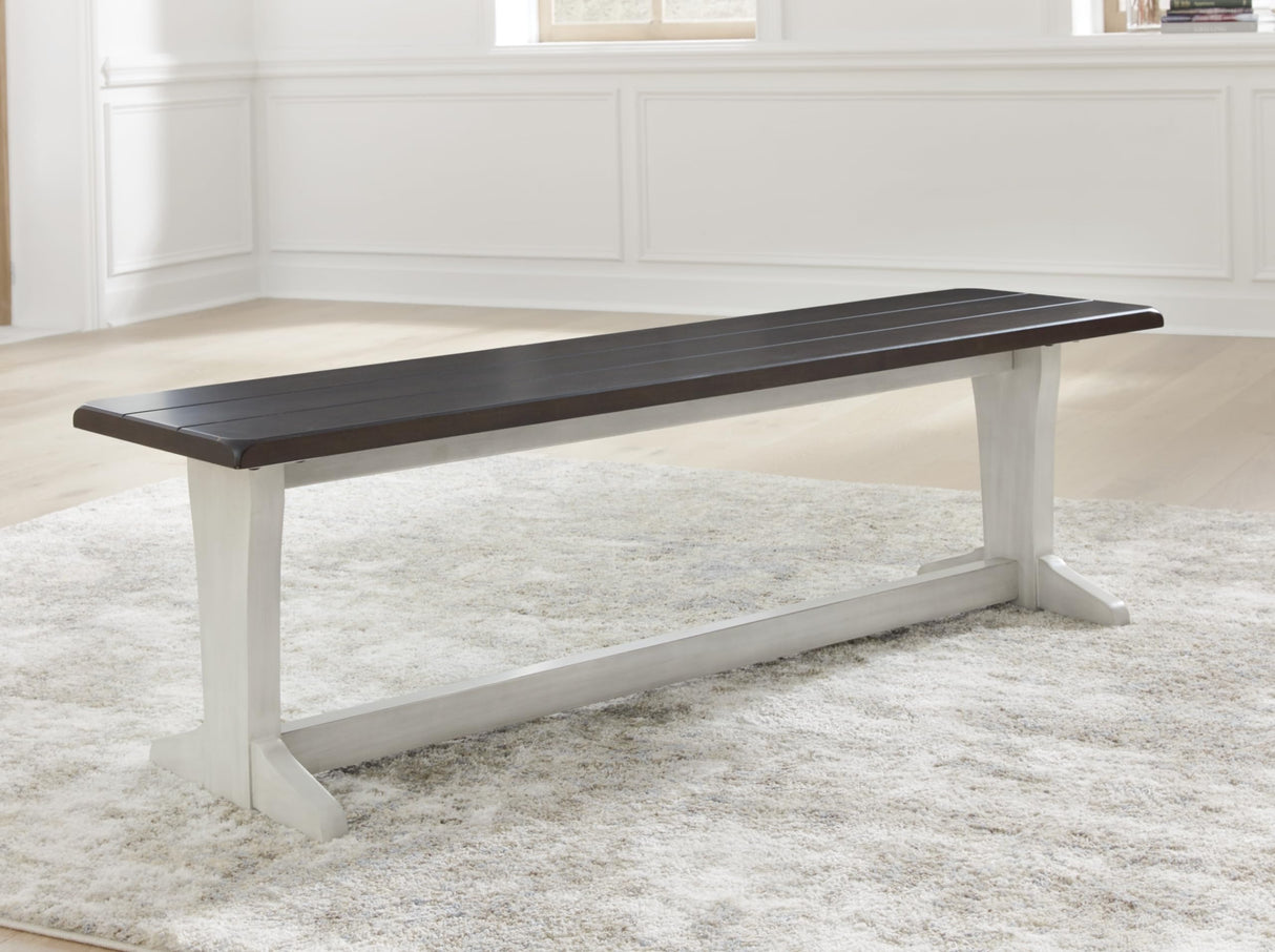 Signature Design by Ashley Darborn Farmhouse 62" Dining Bench, Light Gray & Dark Brown Signature Design by Ashley
