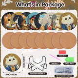 Sitsink Funny Cat Diamond Art Coasters - 8 Pcs DIY Cute Cat Funny Adult Diamond Painting Coasters Kits with Holder for Adults Beginners Animal Lover Gift Crafts Supplies Sitsink