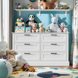 biukpci White 6 Drawer Dresser for Bedroom, Modern Chest of Drawers with Deep Drawers, Wood Double Dresser for Storage Clothes biukpci