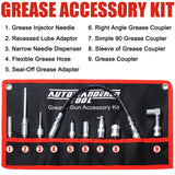 AutoWanderer Tool Grease Gun Tip | 9-Piece Grease Coupler Kit Quick Connect Grease Gun Fittings | Complete Lube Accessories with Pouch AutoWanderer Tool