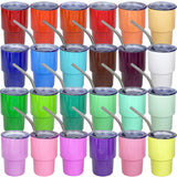 UIRZOTN 3oz Mini Tumbler Shot Glass with Straw and Lid, 24 Pack Stainless Steel Sublimation Shot Glasses for Wedding Party Whiskey Cocktail Bar with Straw and Lid UIRZOTN