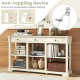 Giantex Console Table with Storage, 58” Long Sofa Table with 3 Drawers & Open Shelves, Solid Wood Legs, Narrow Entryway Table, Vintage Behind Couch Table for Living Room Hallway, Entry Table, Beige Giantex