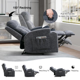 CANMOV Manual Massage Heat Recliner Chair Set of 2,Soft Fabric Recliner Chair with Overstuffed Arm and Back, Manual Reclining Single Sofa with 2 Cup Holders, Side Pocket for Living Room,Dark Grey CANMOV