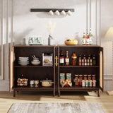 Tribesigns Set of 2 Rattan Sideboard Buffet Cabinet with Storage, 59 Inch Accent Cabinet for Dining Room, Living Room, Kitchen, Rattan and Dark Brown Tribesigns