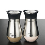 Salt and Pepper Shakers Set, Glass Bottom Salt Pepper Shaker with Stainless Steel Lid for Kitchen Gadgets Cooking Table, Camp,BBQ Spice Shaker Containers, BBQ Seasoning Jars (Silvery) Yeahey