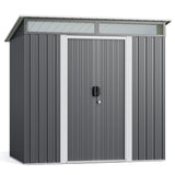Gizoon 6'x4' Outdoor Storage Shed Metal Garden Shed with Sliding Lockable Doors, Versatile Tool Bike Shed with Transparent Panel Windows, Outdoor Storage Clearance for Backyard, Patio, Dark Gray Gizoon