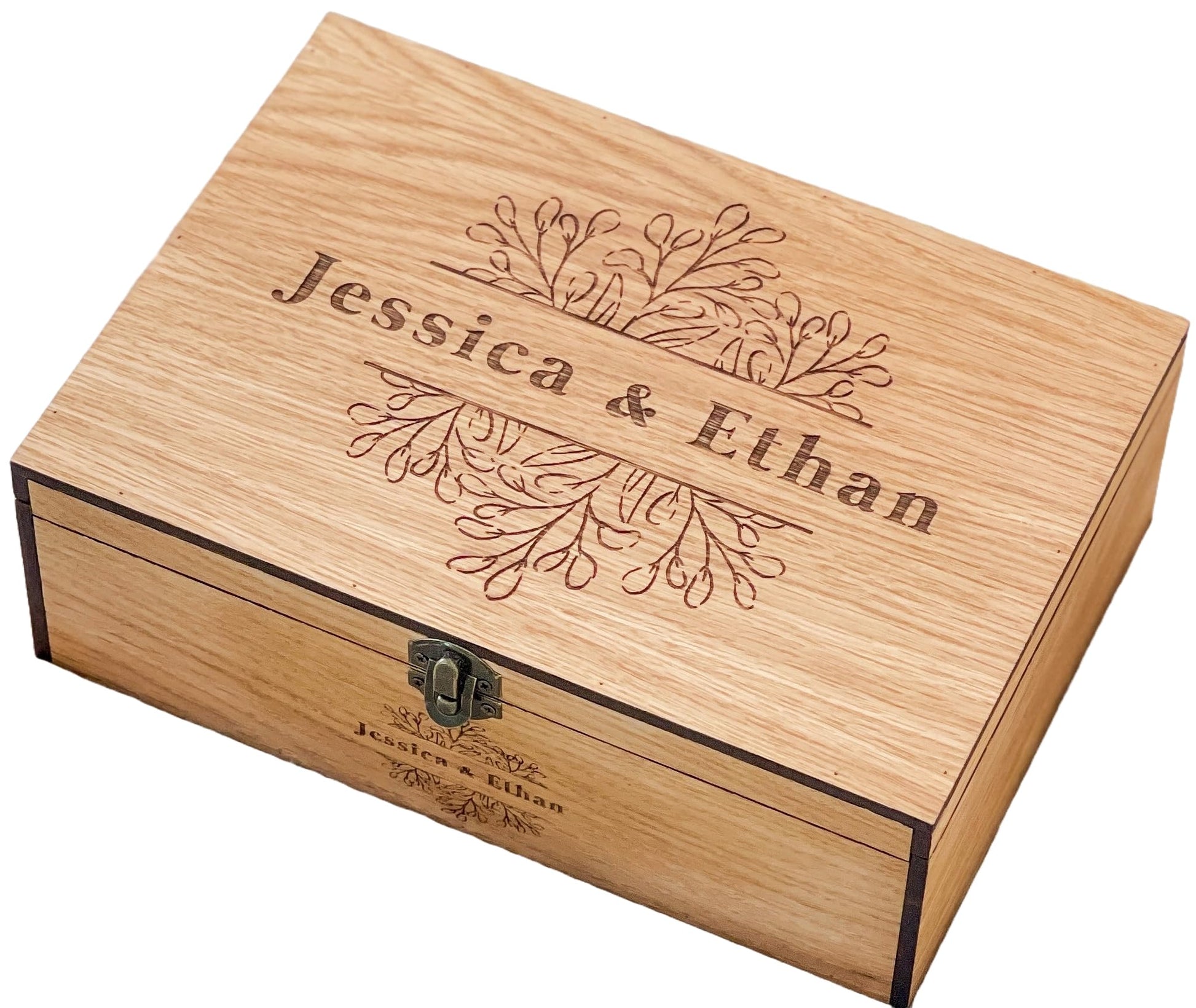 Personalized Memory, Wooden, Wedding Keepsake box - Christmas Couple Love Gift for Him, Brother, Boyfriend Customized Engraved Lock Wood Box (Oak) - WoodArtSupply