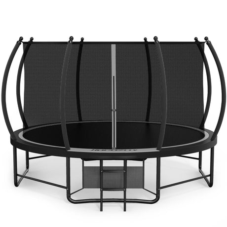 Hocozlly Outdoor Trampoline 14FT for Kids, ASTM Approval Recreational Trampoline with Enclosure, Reinforced Trampolines with Thickened Pole & Non-Slip Wider Ladder (Grey) Hocozlly