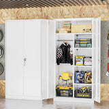 INTERGREAT Metal Wardrobe Closet, 72" White Locking Storage Wardrobe Cabinet with Doors and Shelves, Tall Steel Clothes Storage for Office, Home, School, Gym INTERGREAT