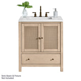 Alaterre Furniture Lucca 30 Inch Bathroom Vanity - Freestanding Cabinet Without Sink - Small Wood Bathroom Vanity with Large Drawer and Soft-Close Doors - Under Sink Cabinet Only (Natural) Alaterre Furniture