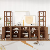 Entertainment Center with Bookshelves, Farmhouse TV Stand for 70 Inch TVs, TV Stands for Living Room w/Adjustable Shelves & Storage Cabinet, Modern Console Cabinet for Bedroom Home Theater HomeEterna