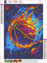 LXTONG Sport Basketball Diamond Painting Set, Flame Basketball Diamond Painting for Adult, Ball Diamond Arts and Crafts Wall Decor for Ball Enthusiasts (16 X 12 Inches) LXTONG