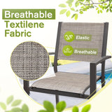 Homall Patio Dining Set 7 Pieces Outdoor Furniture with Large Table and 6 Textilene Chairs for Porch, Brown Homall