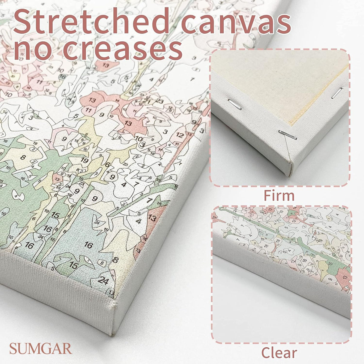 SUMGAR Paint by Numbers kit for Adults Flowers Framed Painting Easy DIY Acrylic Oil Painting on Canvas for Beginner Girls Teens,Pink Wildflower Paint by Numbers Kit with Frame Family Gifts 20" x 16" SUMGAR