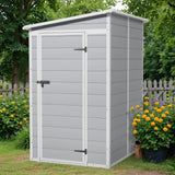 Flamaker 5 x 4 FT Outdoor Storage Shed, Garden Resin Shed with Floor, Plastic Tool Shed with Lockable Door for Backyard Patio Lawn Pool Flamaker