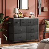 WLIVE Dresser for Bedroom with 8 Drawers, Wide Fabric Dresser for Storage and Organization, Bedroom Dresser, Chest of Drawers for Living Room, Closet, Hallway, Black WLIVE