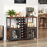 Homeiju Mini Bars for Home, Wooden Coffee Bar Cabinet, Modern Liquor Cabinet for Liquor and Glasses, Farmhouse Buffet Wine Bar Cabinet with Storage Sideboard for Home Kitchen Dining Room Homeiju
