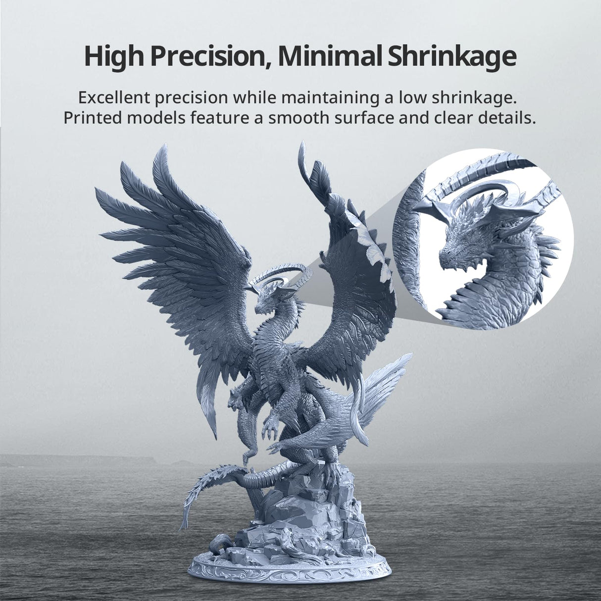 ANYCUBIC Tough Resin 2.0, 3D Printer Resin with Upgraded High Toughness and High Precision, 365-405nm Fast Curing 3D Resin for 4K 8K LCD/DLP/SLA 3D Printing (Grey, 1kg) ANYCUBIC