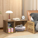 Giantex Cat Litter Box Enclosure - Litter Box Hidden Furniture with Louvered Door, Front Entry, Storage Cabinet, Farmhouse Wooden Cat Washroom Pet House Coffee Table, Fit Most of Litter Box, Brown Giantex