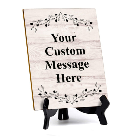 Signs ByLITA Custom Personalized Rectangle Table Sign (6" x 8") Floral Branches | Write Your Own Message | Design Your Sign Signs ByLITA