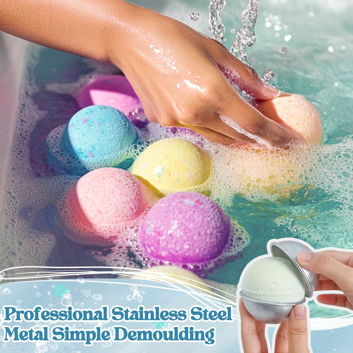 JUYRLE Bath Bomb Making Kit- 30Pcs DIY Bath Bomb Kit for Kids, Make Your Own Spa Set, Shower Craft Kits with Bath Bomb Molds, Soap Making Kits, Bath Bomb Making Supplies Gifts for Girls Women JUYRLE