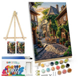 ATDMS Paint by Numbers Kit for Adults with Frame City Street Scene Paint by Number with Easel City View Adult Paint by Number Kits on Canvas Framed Paint by Numbers for Home Wall Decor 8x12 Inch ATDMS