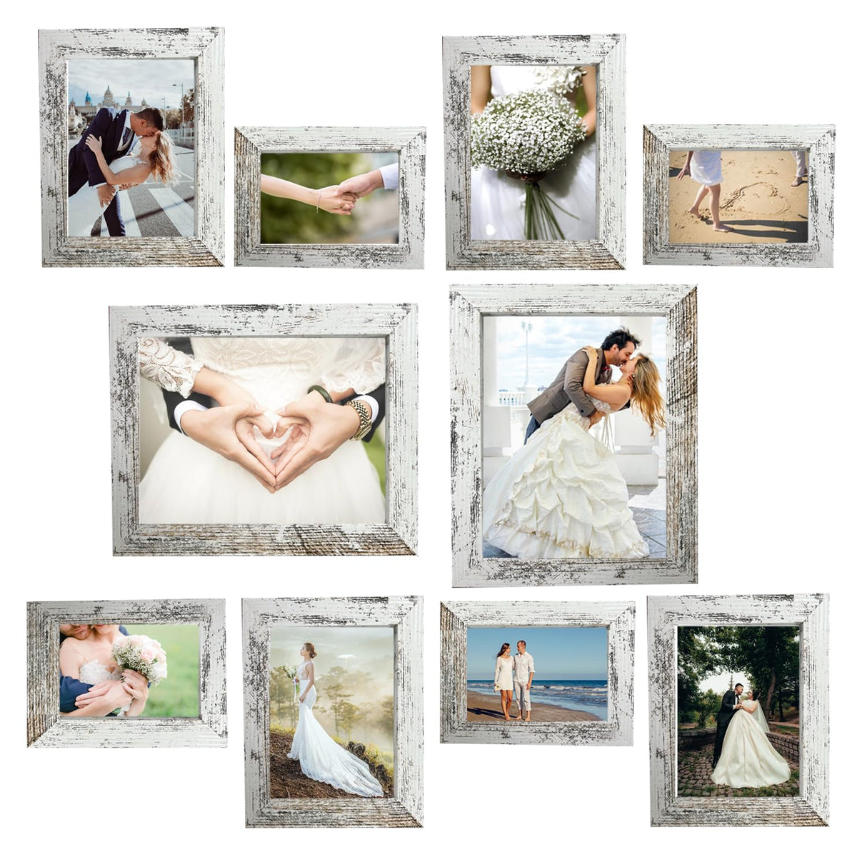 xnlkros Picture Frame Set 10 pack, Farmhouse Photo Frames, Gallery Wall Frame Collage, 8x10 5x7 4x6 Frames in 3 Different Finishes Picture Frames For Wall or Desk xnlkros