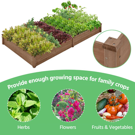Yaheetech 8×4ft Wooden Horticulture Raised Garden Bed Divisible Elevated Planting Planter Box for Flowers/Vegetables/Herbs in Backyard/Patio Outdoor, 93 x 48 x 10in, Dark Brown Yaheetech