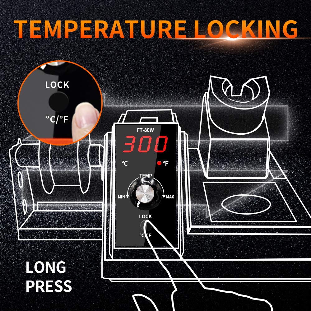 TOAUTO Soldering Station,80W Digital Solder Iron Station Kit with 176°F-896°F Temperature, C/F Func, Auto Standby & Sleep, Temperature Lock,5 Extra Solder Tips, Solder Bracket, Solder Sucker (Orange) TOAUTO