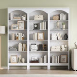 Arched Bookshelf with 5 Tier Open Shelves, 71" Tall Wood Bookcase with Adjustable Shelves, 24" Wide Floor Standing Display Storage Shelf for Home Office, Kitchen, Study and Living Room, Modern White jmhdyg