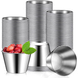 100 Pcs 2.5oz Stainless Steel Sauce Cups Dipping Cups Mental Condiment Cups Sauce Container Round Dipping Bowls Condiment Ramekins for Dish Butter Kitchen Restaurant Serving Party Dinner Cooking Mimorou