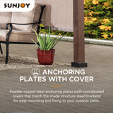 Sunjoy Outdoor Pergola 11 x 11 ft. Black Steel Pergolas with Retractable Tan Sun Shade Canopy for Patio, Backyard, Garden Activities by SummerCove Sunjoy