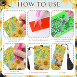 INCOK Diamond Painting Bookmarks Set - 8PCS Highland Cow 5D Diamond Art Bookmarks Kit with Tassel Sunflower Bookmarks Set for Highland Cow Lover Office Useful Project DIY Crafts Gifts Teacher INCOK